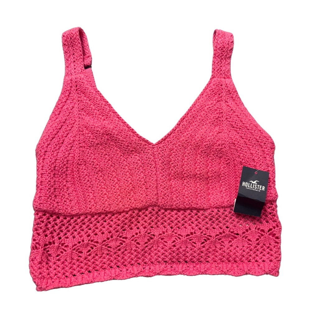 Hollister Pink Crochet Knit Top